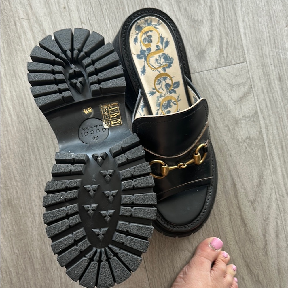 Gucci Horsebit Cordovan Lux Womens Harald Platform Slide Sandals - Picture 3 of 4